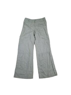 HM Wide Leg Linen Pants Green Low Rise Pockets Size 4 Summer Clean Girl Neutral